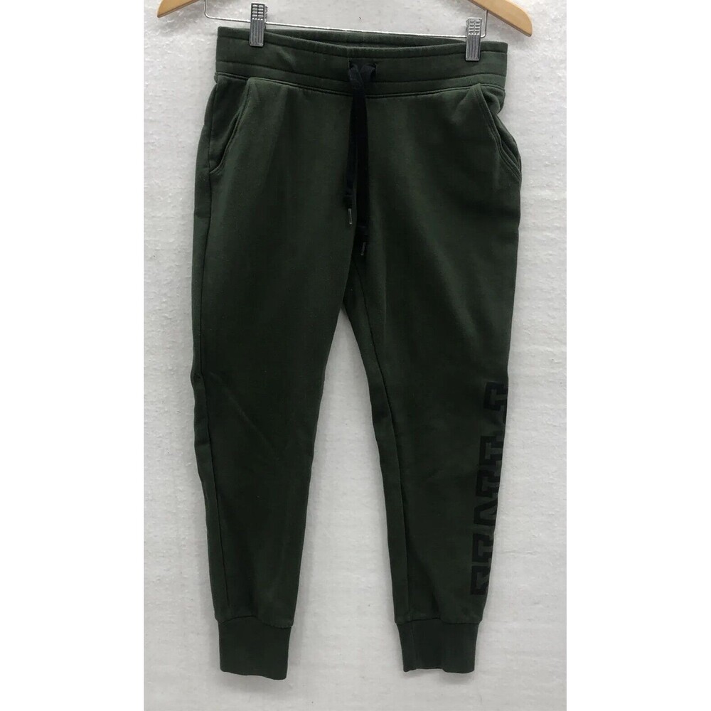 Victoria's Secret Pink Womens Sweatpants Size Small Green Spellout Logo Crop